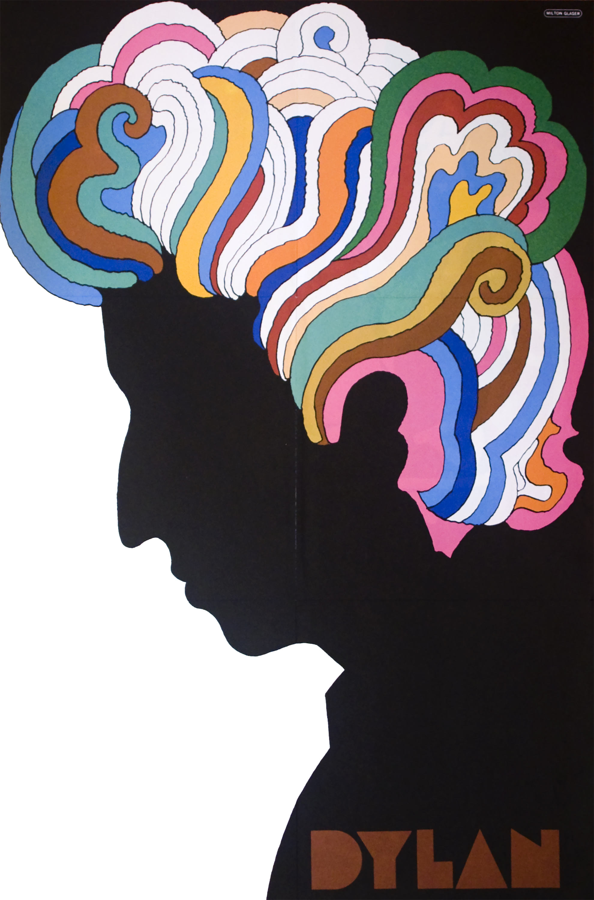 Profile of Bob Dylan with rainbow hair
